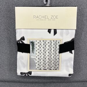 Rachel Zoe Shower Curtain White Black Bows Fabric 72" x 72"